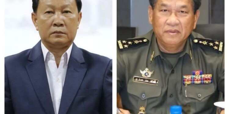 លោក ស៊ាន បូរ៉ាត (អាវធំ)ជារដ្ឋលេខាធិការក្រសួងអប់រំ យុវជន និងកីឡា និងជាអនុប្រធានអង្គភាពប្រឆាំងអំពើពុករលួយ និងលោក ស ថាវី (ឯកសណ្ឋានកងទ័ព) ជាអនុរដ្ឋលេខាធិការក្រសួងការពារជាតិ។ (ហ្វេសប៊ុក ACU)