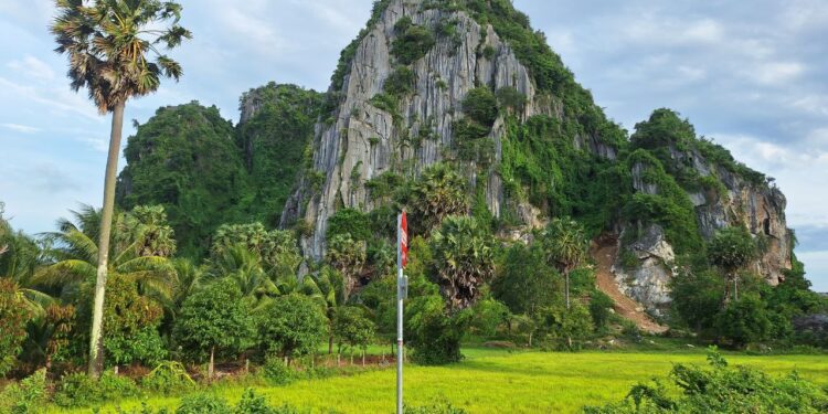 ទិដ្ឋភាពភ្នំដំរីស្ថិតនៅក្នុងភូមិភ្នំដំរី ឃុំដំណាក់កន្ទួតខាងជើង ស្រុកកំពង់ត្រាច មានចម្ងាយប្រហែល២៧គីឡូម៉ែត្រពីទីរួមខេត្តកំពត កាលពីថ្ងៃទី២០ ខែសីហា ឆ្នាំ២០២៥។ (អ៊ុក ដែន)